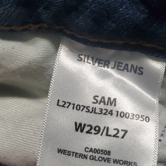 Silver Jeans Co Jeans Mens Sz 29 Blue Embelliahed Stylish Distressed Ripped Sam - Picture 14 of 16